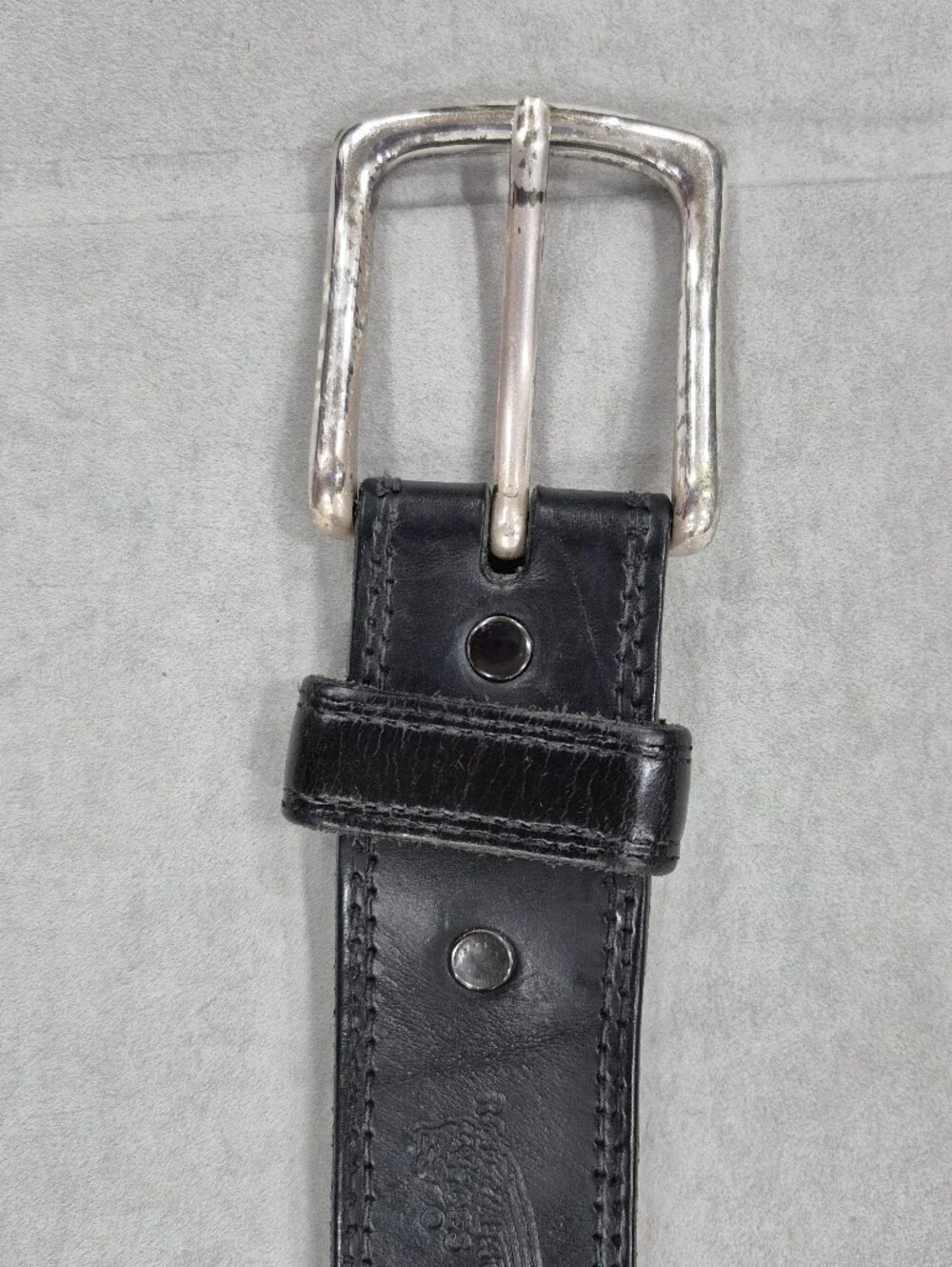Red Wing Shoes belt men's 32 black leather solid brass silver buckle